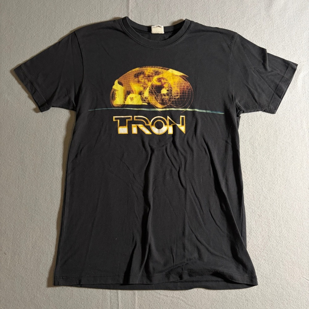 Vintage‎ Tron Movie Graphic T-Shirt Mens Black Short Sleeve Sci-Fi Tee
